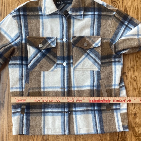 Zara shirtjack chore coat barn coat plaid button front warm medium layering - Picture 10 of 11